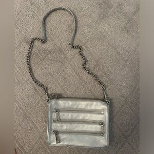 Rebecca Minkoff Metallic 3 Zip Pocket Leather Crossbody Bag